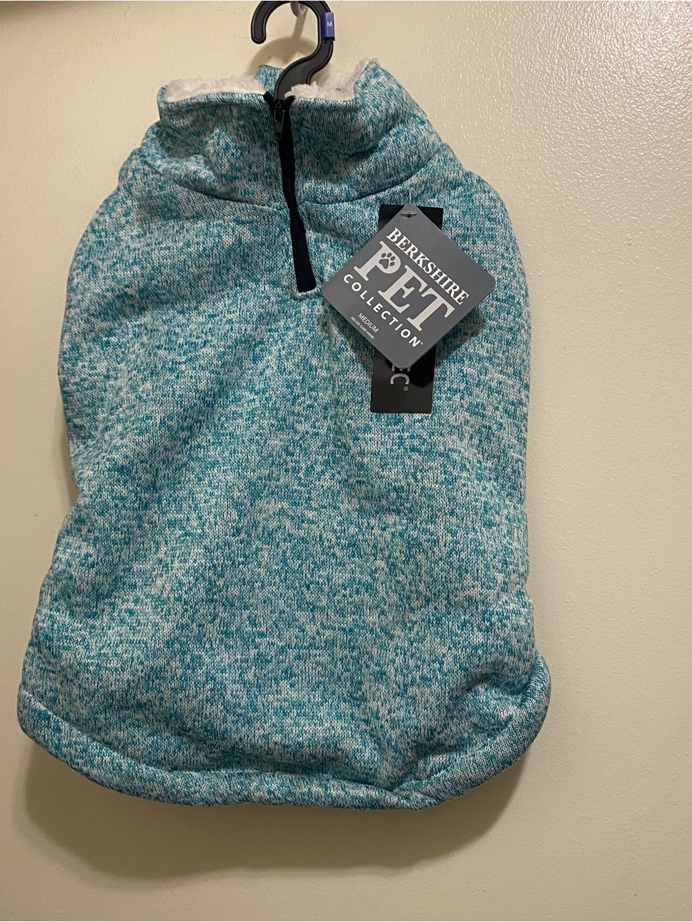 Berkshire Pet Collection M Medium Polartec Dog Sweater Fleece Teal White NWT New
